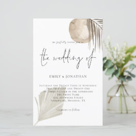 Convite De Casamento De Script De Grama De Boho Pa
