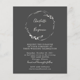 Convite de casamento de Script Floral Floral Preto
