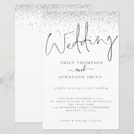 Convite de casamento de Script Glitter do Budget S