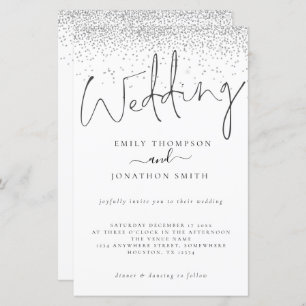 Convite de casamento de Script Glitter do Budget S