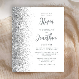 Convite de casamento de Script Glitter do Prata Br