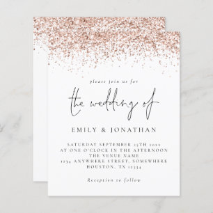 Convite de casamento de Script Glitter Dourado do 