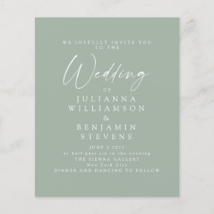 Convite de casamento de Script Minimalista Verde d