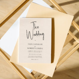 Convite de casamento de Script Preto Simples de Li