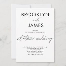 Convite de casamento de Script Simples Branco