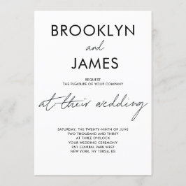 Convite de casamento de Script Simples Branco