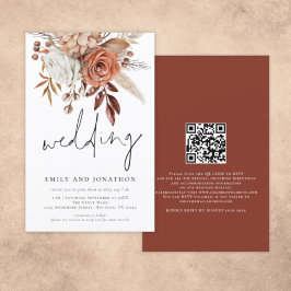 Convite de casamento de Script Terracotta Florals