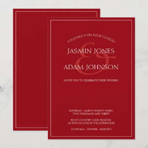 Convite De Casamento De Script Vermelho Da Crimson