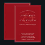 Convite De Casamento De Script Vermelho Da Crimson<br><div class="desc">Mínimo Convite De Casamento De Tipografia Do Script Vermelho Crimson. Imprime os seus convidados de casamento com este convite de casamento vermelho, com um belo roteiro branco num fundo vermelho de criminosos. Este Convite tem um design vermelho espantoso, com vibrações modernas e mínimas, perfeito para o seu casamento simples, moderno...</div>