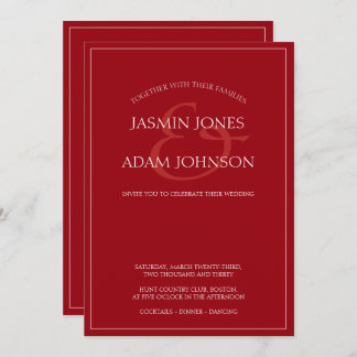 Convite De Casamento De Script Vermelho Da Crimson