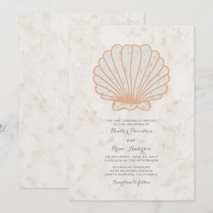 Convite de casamento de Seashell Russo Laranja
