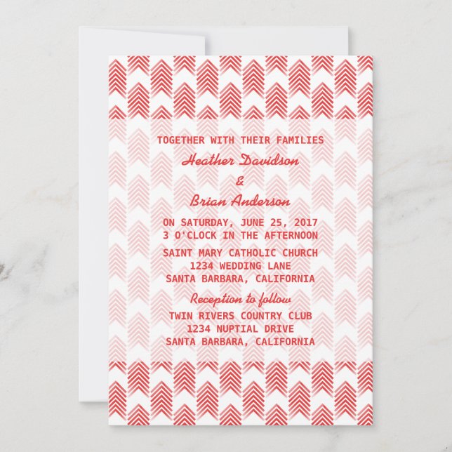 Convite de casamento de Setas Tribais Vermelhas (Frente)
