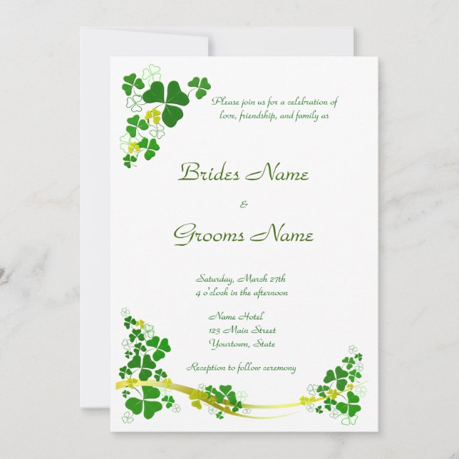 Convite de Casamento de Shamrock Na moda (Frente)