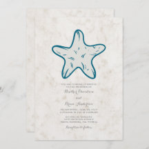 Convite de casamento de Starfish Russo Real Azul