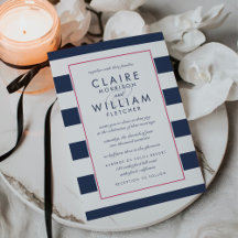 Convite de Casamento de Stripe Metro | Rosa e Mari