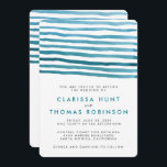 Convite De Casamento De Stripes De Mola Azul<br><div class="desc">Este belo convite à aquarela apresenta listras azuis e lacrimogêneas acima do seu texto personalizado. Esta design é perfeita para casamentos oceânicos ou à beira-mar,  amantes da arte e casais modernos! Todo texto é completamente personalizável.</div>