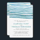 Convite De Casamento De Stripes De Mola Azul<br><div class="desc">Este belo convite à aquarela apresenta listras azuis e lacrimogêneas acima do seu texto personalizado. Esta design é perfeita para casamentos oceânicos ou à beira-mar,  amantes da arte e casais modernos! Todo texto é completamente personalizável.</div>