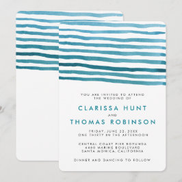 Convite De Casamento De Stripes De Mola Azul