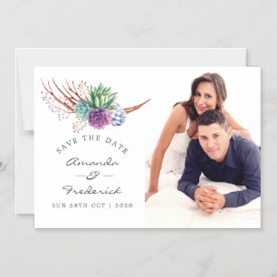 Convite de casamento de suculentas do deserto em a