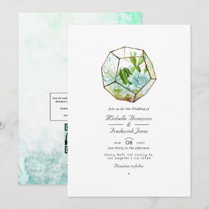 Convite de Casamento de Suculentas em Terrário de