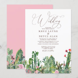 Convite De Casamento De Suculentos Do Deserto Eleg