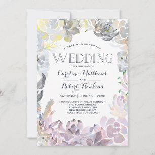 Convite De Casamento De Suculentos Doce