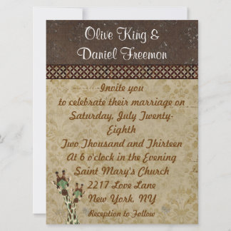 Convite De Casamento De Teal & Copper Girafas
