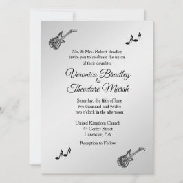 Convite De Casamento De Tema De Violão De 5,5" x 7