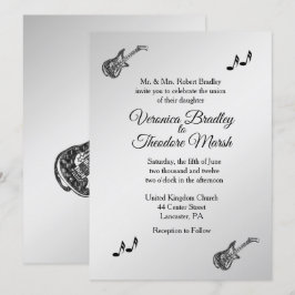 Convite De Casamento De Tema De Violão De 5,5" x 7