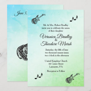 Convite De Casamento De Tema De Violão Verde Funk