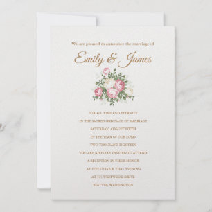 Convite de Casamento de Templo de Rosas Vintage