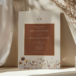 Convite de Casamento de Terracota Boho com Flores 