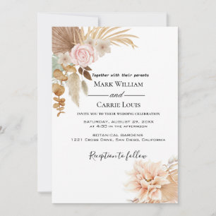Convite de Casamento de Terracota Floral Boêmio