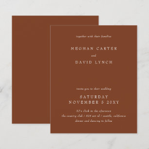 Convite de Casamento de Terracota Rústico Econômic