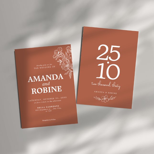 Convite de Casamento de Terracotta Mínimo (Criador carregado)