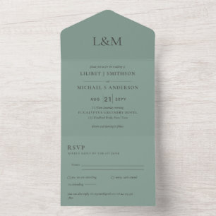 convite de casamento de Texto de Mosa Verde 3in1