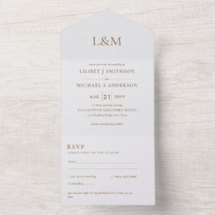 convite de casamento de Texto Dourado Branco Clás