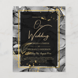 Convite de casamento de tinta Dourada a álcool Lea