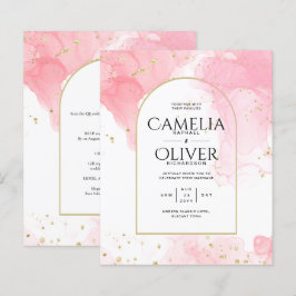 Convite de casamento de TINTA DOURADA LeahG PINK