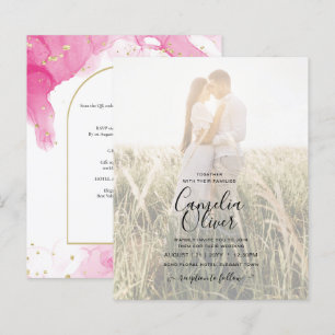 Convite de casamento de TINTA DOURADA LeahG PINK