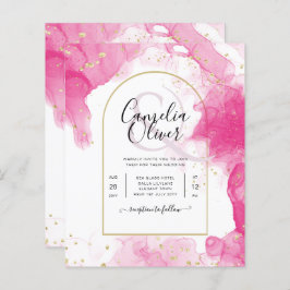 Convite de casamento de TINTA DOURADA LeahG PINK