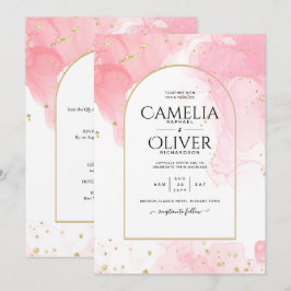Convite de casamento de TINTA DOURADA LeahG PINK