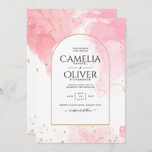 Convite de casamento de TINTA DOURADA LeahG PINK