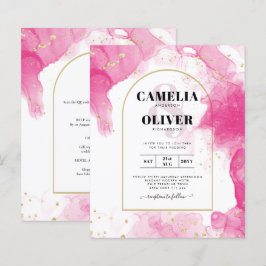 Convite de casamento de TINTA DOURADA LeahG PINK