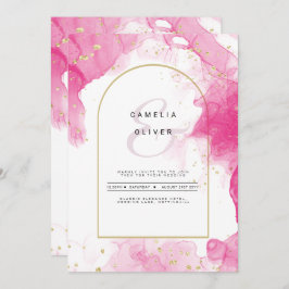 Convite de casamento de TINTA DOURADA LeahG PINK
