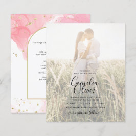 Convite de casamento de TINTA DOURADA LeahG PINK