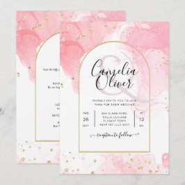 Convite de casamento de TINTA DOURADA LeahG PINK