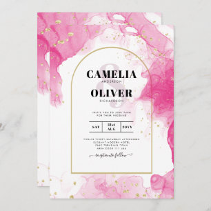 Convite de casamento de TINTA DOURADA LeahG PINK