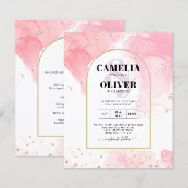 Convite de casamento de TINTA DOURADA LeahG PINK