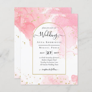 Convite de casamento de TINTA DOURADA LeahG PINK